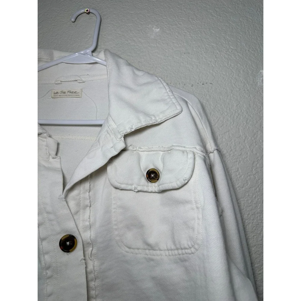 We The Free Free People‎ White Cropped Cotton Shacket Jacket Small OB1125206